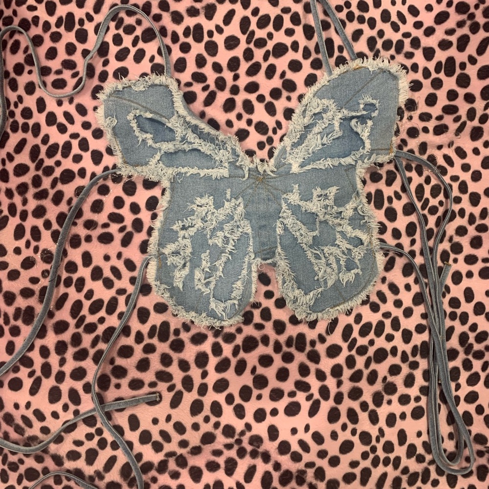 Frayed Denim Butterfly Top